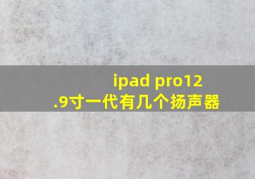 ipad pro12.9寸一代有几个扬声器